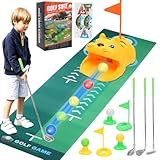 MIUUIPI Minigolf Set Spielzeug für Kinder, 22 PCS Golfspielzeug mit 1 Tiger Automatic Golf Returner, 3 Skalierbarer Golfschläger, 8 Bällen und Putting Matte, Indoor und Outdoor Sportspielzeug
