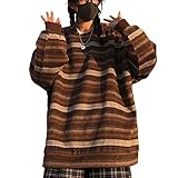Damen Y2K Argyle Gestreifter Pullover Sweater Casual Langarm Rundhals Vintage Preppy Style Pullover Strickwaren, Braun-c, X-Groß