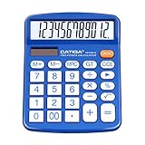 Tischrechner 12-stellig mit großem LCD-Display und sensibler Taste, Solar und Akku Dual Power, Standard-Funktion für Büro, Zuhause, Schule, CD-2786 (blau)