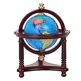 Boxwizard Puppenhaus Mini Globe 1/12 Scale Fun Puppenhaus Drehbarer Globus Wohnzimmer Wohnzimmermöbel Möbelmodelle Frühes Lernspiel Spielzeug pädagogische Puppenhaus Spielzeug (Rosenholzfarbe)