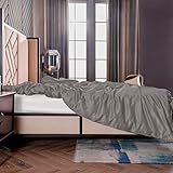THXSILK Seide Bettbezug, Seide Tröster Cover, Seidenbettwäsche, 100% 19 Momme Bestnote Maulbeerseide Bettwäsche - Holzkohle 140 x 200cm