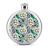 Flachmann Für Spirituosen Doodle-Stil Edelstahl Whiskeyflasche Auslaufsicher Taschenflasche Für Männer Frauen 9x9cm