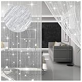 AHEJIOO 2 Stück Fadenvorhang Insektenschutz, 100 x 200 cm Türvorhänge Gegen Fliegen, Fadenvorhang Weiss Balkontür, Türvorhang Insektenschutz, Fadengardine, Fadenvorhang Tür, Fadenvorhang Blickdicht