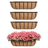 hehimhis Blumenkästen, hängende Pflanzgefäße mit Kokosauskleidung, 61 cm, für Veranda, Zaun, Terrasse, Outdoor, 4 Stück