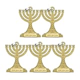 5 Stück 12 Stämme Israels Menora jüdische 7 Zweige Halter Jerusalem Tempel religiös für Kirche Tasche Anhänger religiöser Kerzenhalter