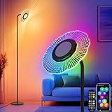 HANDSONIC RGB Stehlampe LED Dimmbar, LED Deckenfluter mit Fernbedienung & APP-Steuerung, 1800LM Warmweiß Leselampe mit Timing & Musikmodus Farbwechsel Stehlampe für Wohnzimmer Schlafzimmer Hotel