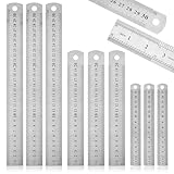 9 Stück Kante Stahllineal Doppelseitig Metall Lineal Stahlmaßstab 15 20 30 cm Metall Metrisch Gerader Rand Lineal Für Engineering Büro Schule Lehre Zeichnungen Studenten Lehrer Architekten