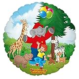 Party Factory `Zooparty´, Benjamin Blümchen Folienballon, bunt, Ø45cm, Heliumballon sprechender Elefant mit Otto und Zootieren