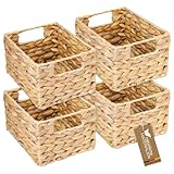 HMF Aufbewahrungskorb, Korb geflochten aus Wasserhyazinthe Seegras | 4er Set | Größe S | 22 x 17 x 12 cm