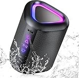 aowoka Bluetooth Lautsprecher mit Licht, 2025 Musikbox Tragbarer Box, Bluetooth 5.4, 30 St, Verbesserter Bass, IPX7 Wasserdicht, Outdoor Lautsprecher für Reisen, Sport, Party, Radfahren