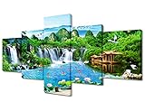 Landschaftsmalerei, Heimdekoration, chinesische Landschaft, Aquarellmalerei, Bürodekoration, Berglandschaft mit Wasserfall und neun Fischen für Wandkunst, Kunstwerk, Hausdekoration, fertig zum