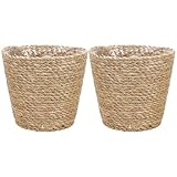 jojofuny 2 Stück Handgewebte Seegras Blumentöpfe Pflanzkorb Atmungsaktiv Langlebig Vielseitig für Drinnen Draußen als Übertopf und Aufbewahrungskorb für Zimmerpflanzen