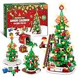 PITMT Adventskalender 2025 Kinder, 24 Tage Weihnachtskalender Weihnachtsbaum Bausteine 2-in-1mit LED-Licht, Adventskalender Spielzeug Weihnachtsgeschenke für Kinder Teenager Jungen Mädchen ab 8 Jahren