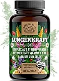 LUNGENKRAFT® Lungenkraut Kapseln Stark - WICHTIG: Laborgeprüfter Markenkomplex mit Lungenkraut, Ingwer,Hagebutte,Isländisches Moos,Selen,Salbei &mehr I 120 Stk -DE- SCHEUNENGUT®