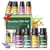 Ätherische Öle Set Duftöle Diffuser - 8*10ml 100% Naturrein Aroma Diffuser Öl Aromaöl Geschenkset Duftöle Essential Oils - Teebaum,Eukalyptus,Lavendel,Süßorange,Ylang Ylang,Magnolie,Freesie,Gardenie