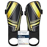 Schienbeinschoner Kinder Fussball - Hautfreundlich & rutschfest Schienbeinschutz Fussball kinders für Alter 2 bis 15, Schienbeinschützer mit Knöchelschutz & Verstellbare Riemen (Schwarzes & Gold, S)
