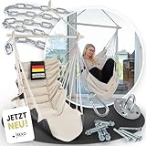 Rexo Hängesessel [Outdoor & Indoor] - Hängeschaukel, Hängestuhl XXL, Hängesitz, Hänge Sessel-Schaukel | Sitz-Hängematte für Balkon, Wohnzimmer, Garten | Hanging Chair