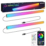 SHINELINE RGB Gaming Lichter, LED Lichtleiste mit Fernbedienung und APP Steuerung Farbwechsel einstellbare Helligkeit und Geschwindigkeit unter dem Monitor USB LED Lichtleiste für PC, Gaming(2PCS)