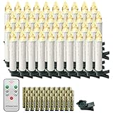 LARS360 40 Stück LED Kerzen Warmweiß Weihnachtskerzen Kabellos mit Fernbedienung und Batterien Christbaumkerzen Flammenlose Lichterkette Kerzen für Weihnachtsbaum, Weihnachtsdeko, Feiertag