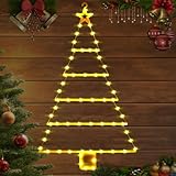 MTINRNI Weihnachtsbeleuchtung Außen Batterie Warmweiß,85cm Weihnachtsbaum Leiter Lichterkette,mit Fernbedienung,8 Modi,Weihnachts LED Leiter-Baum Licht für Innen,Fenster,Party,Hochzeit,Weihnachtsdeko