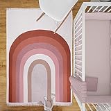 MOYO Kinderzimmer Teppich - Wendeteppich aus 100% recyceltem Garn, Perfekt für die Kinderzimmer Deko, hoher Baumwollanteil, Kinderteppich Regenbogen (170 x 120 cm)