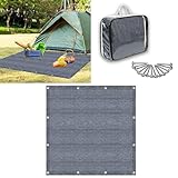 MAYTIIMO Vorzeltteppich Campingteppich - Outdoor Campingmatte HDPE Markisenteppich mit Tragetasche Zeltboden Teppich für Camping - 250x250cm Grau Blau