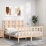 Xichuzi Massivholzbett mit Kopfteil, Bett, Bettgestell, Jugendbett, Schlafzimmer Bett, Bed Frame -3192206