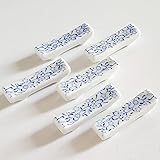 KOPYFANTAP 6 Stück Essstäbchen Ablagen, Keramik Stäbchen Halter Restaurant Zubehör Besteckablagen Messerbänkchen Löffelablage für Hotel und Haus,5.5x1.4x1.3cm,Chinesisches blaues und weißes Porzellan