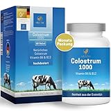 VITACTIV Colostrum 1000 mg, Colostrum Kapseln hochdosiert plus Vitamin B6 & B12 zur Unterstützung des Immunsystems, Nervensystems und Energiestoffwechsels, aus Kuh-Erstmilch (60 Kapseln, Monatspack)