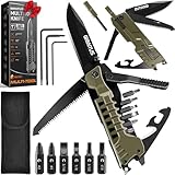 Geschenke für Männer 17 in1 Multitool Taschenmesser mit Säge Schraubendreher Flaschenöffner Pfeife Outdoor Survival Gadgets Camping Zubehör Weihnachtsgeschenke Vatertagsgeschenk
