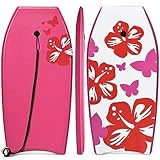COSTWAY Bodyboard, Schwimmbrett Schwimmboard, Surfbrett Kinder und Erwachsene , Surfboard, Sup-Board 104x51x6cm (Rosa und weiß)