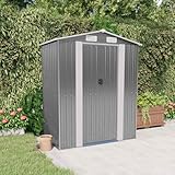 Geräteschuppen Hellgrau 192x108x223 cm Verzinkter Stahl, Gartenhaus Holz Metall Kunststoff Alternative Mit Schiebetor, Geräteschuppen Die Hütte Für Gartenwerkzeuge