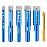 Gobesty Fliesenbohrer Set Ø 6I8I10I12I14mm, Glasbohrer Diamantbohrer & 6mm Anbohrer, Fliesen Bohrer Set mit Sechskantschaft für Keramik, Granit, Glas, Porzellan, Fliesen, Feinsteinzeug