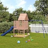Myheimly Spielturm, Klettergerüst mit Kletterwand, Kinder Kletterturm, Spiel-Zubehör für Garten, Holz Spielplatz Spielhaus, Stil J,Douglasie Massivholz