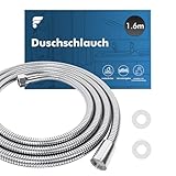 shinfly Duschschlauch 1,6m aus Edelstahl,universeller G1/2 Brauseschlauch für Bad & Dusche,verdrehsicher, auslaufsicher & knickfest,in Chrom