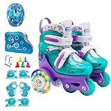 Rollschuhe für Kinder, Spielplatz-, Dreipunkt-Rollschuhe für Anfänger, beleuchtetes Rad mit Leichter Konstruktion, verstellbare Größe für Kinder im Alter von 3–8 Jahren, und Eisbahn, 27–27 m