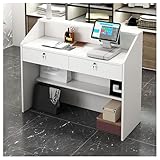 99,1 cm weißer Empfangs-Schreibtisch mit abschließbaren Schubladen, Sekretär, Büromöbel, Aufbewahrungsregale für kleine Büros, Wohnzimmer, Kassen