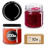 KADAX 10er Set Einmachgläser 200 ml mit Twist-Off Deckel Ø 66 mm – Dickwandige, luftdichte Dessertgläser, spülmaschinenfest, ideal für Marmelade & Eingemachtes