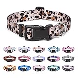 Suredoo Hundehalsband Verstellbares, Weich & Komfort Nylon Hunde Halsband für Kleine Mittlere Große Hunde Welpen Katzen (S, Leopard)