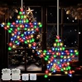 Celebration Directre Weihnachts-Fensterstern-Lichter, 75 LEDs, großer Stern, batteriebetrieben, mit Timer, hängende Lichter, Ornamente für Innen- und Außenbereich, Party-Dekoration (mehrfarbig)