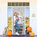 CGUOZI Fliegengitter Balkontür 130 x 190 cm Insektenschutz Magnet Fliegenvorhang, Auto geschlossen, faltbar Luft kann frei strömen, für Türen/Patio Grau
