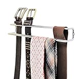 WENKO Halter für Krawatten und Gürtel, Krawattenhalter zur Befestigung im Kleiderschrank, verchromtes Metall, 36 x 5 x 4,5 cm