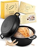 KRUSTENZAUBER Gusseisen Topf als Schmortopf mit Deckel - 26cm Dutch Oven als Gusseisen Bräter oder Brotbacktopf - Backofengeeigneter Gusseisentopf Cast Iron Pot als hochwertiger Kochtopf inkl. Rezepte