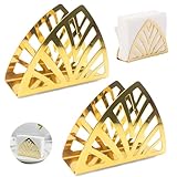 Serviettenhalter, 2 Stücke Einfachheit Rostfreier Stahl Dreieck, Taschentuchspender, Freistehender Serviettenhalter, Moderner Serviettenhalter, Geeignet für Küchenarbeitsplatte und Coffeeshop, Gold