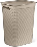 Rotho Brisen Wäschesammler 50l mit Deckel und 2 Griffen, Kunststoff (PP) BPA-frei, cappuccino, 50l (43.1 x 34.0 x 52.9 cm)