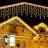 MAGGIFT 10M 400 LED Eisregen Lichterkette Außen Innen, Weihnachtsbeleuchtung Außen mit Fernbedienung/Timer/8 Modi,IP44 Wasserdicht Außenbeleuchtung Weihnachten Lichtervorhang Aussen für Balkon,Outdoor