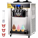 VEVOR Kommerzielle Softeismaschine 2200 W Arbeitsplatte 22-30 L/Std.Softeismaschine Desktop, 3 Geschmack mit LCD-Display Eiscrememaschine Speiseeismaschine, R1, Silber