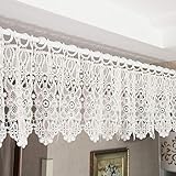 Yaland scheibengardinen Spitze Kurze vorhänge landhausstil bistrogardinen ösen vorhänge fenstervorhänge Türbehang mit Blumenmuste Wunderschön dekoriert (BxH 100X30cm) Weiß 1 Stück