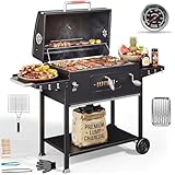 DEVOKO Holzkohlegrill xxl, BBQ Holzkohlegrills mit deckel, Kohlegrill groß für Balkon, Garten, Outdoor, Barbecue grill inklusive 71 × 43 cm Grillrost/Thermometer/Fischzange/Grillschale