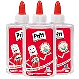 Pritt Alleskleber transparent, schnell trocknender Kleber, lösemittelfreier Flüssigkleber ideal für Büro, zu Hause oder Schule, Bastelkleber für viele Bastelmaterialien, 3x 145g